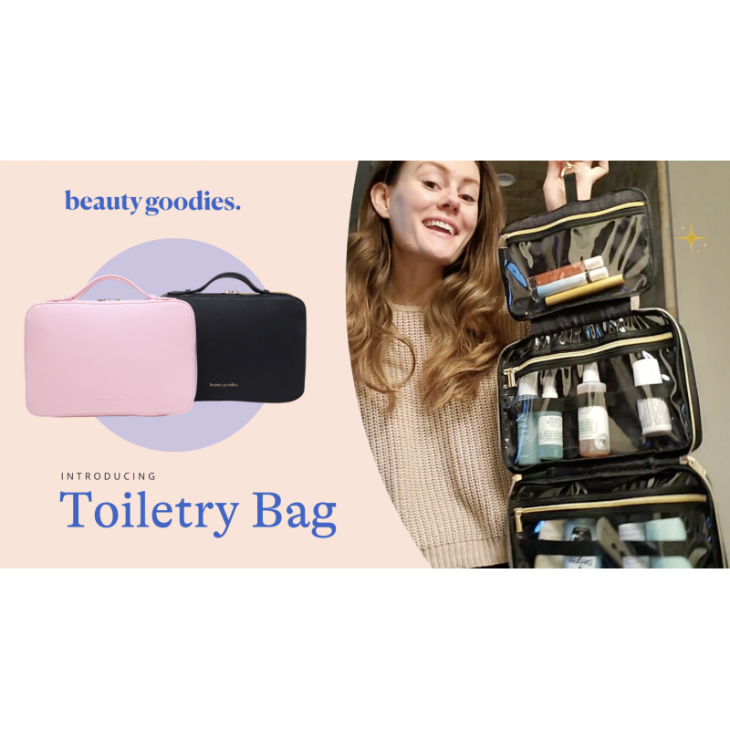 BeautyGoodies 여행용 세면용품 가방 여행용 메이크업 가방 주최자 여행용 세면용품 가방 여행용 블랙 걸이용 세면용품 가방 화장품 가방, 여성용 메이크업 가방 세면용품용 여행 필수품 여행 가방