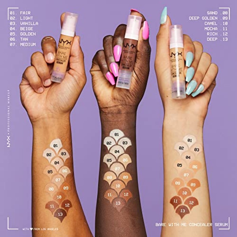 NYX 프로페셔널 메이크업 베어 위드 미 컨실러 세럼, 최대 24시간 하이드레이션 - 페어