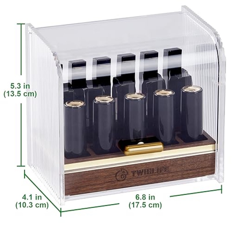 뚜껑이있는 Twiglife 립스틱 주최자, 16 슬롯 투명 아크릴 립글로스 주최자, 방진 립밤 홀더, 화장대 용 고급 화장품 디스플레이 상자