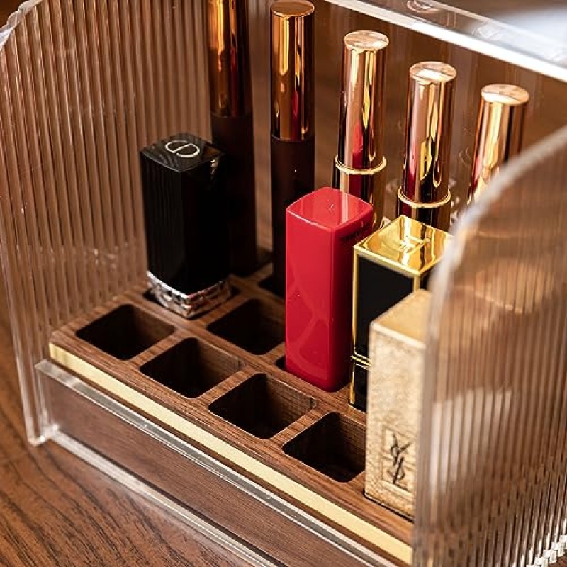 뚜껑이있는 Twiglife 립스틱 주최자, 16 슬롯 투명 아크릴 립글로스 주최자, 방진 립밤 홀더, 화장대 용 고급 화장품 디스플레이 상자