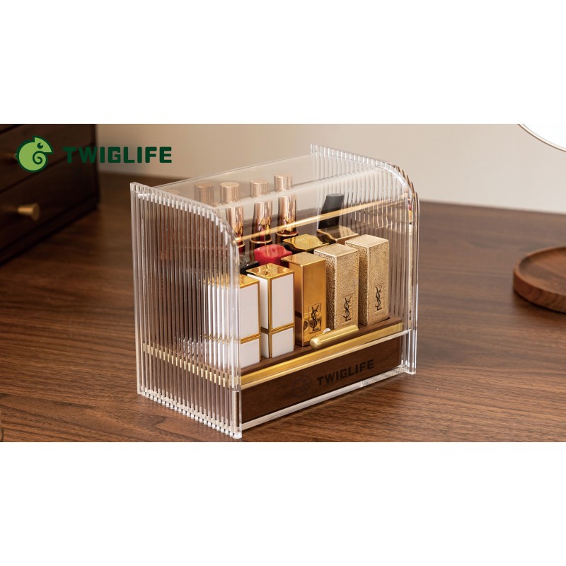 뚜껑이있는 Twiglife 립스틱 주최자, 16 슬롯 투명 아크릴 립글로스 주최자, 방진 립밤 홀더, 화장대 용 고급 화장품 디스플레이 상자