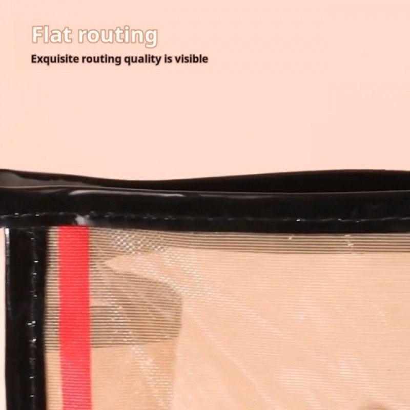 GOLIKEE 3Pcs 메이크업 가방 줄무늬 화장품 가방 세트 휴대용 투명 방수 여행 주최자 다기능 저장 가방 여성용 격자 무늬 세면 용품 가방 (줄무늬)