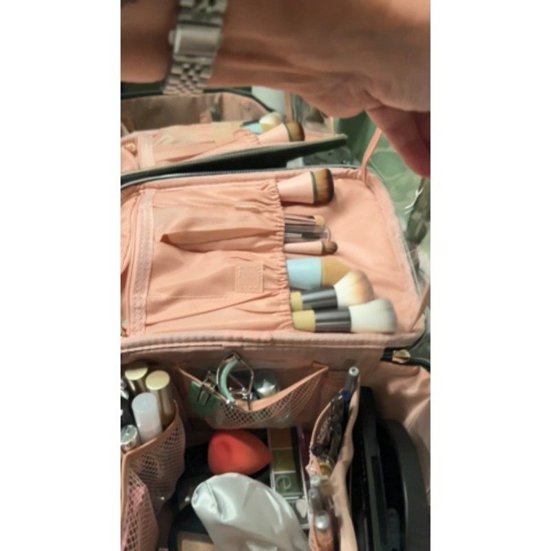 OCHEAL 메이크업 가방, 여성용 대형 여행용 화장품 가방 세척 가능한 메이크업 가방 주최자 기차 ​​케이스 -대형, 검정색