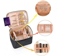 OCHEAL 메이크업 가방, 여성용 대형 여행용 화장품 가방 세척 가능한 메이크업 가방 주최자 기차 ​​케이스 -대형, 검정색