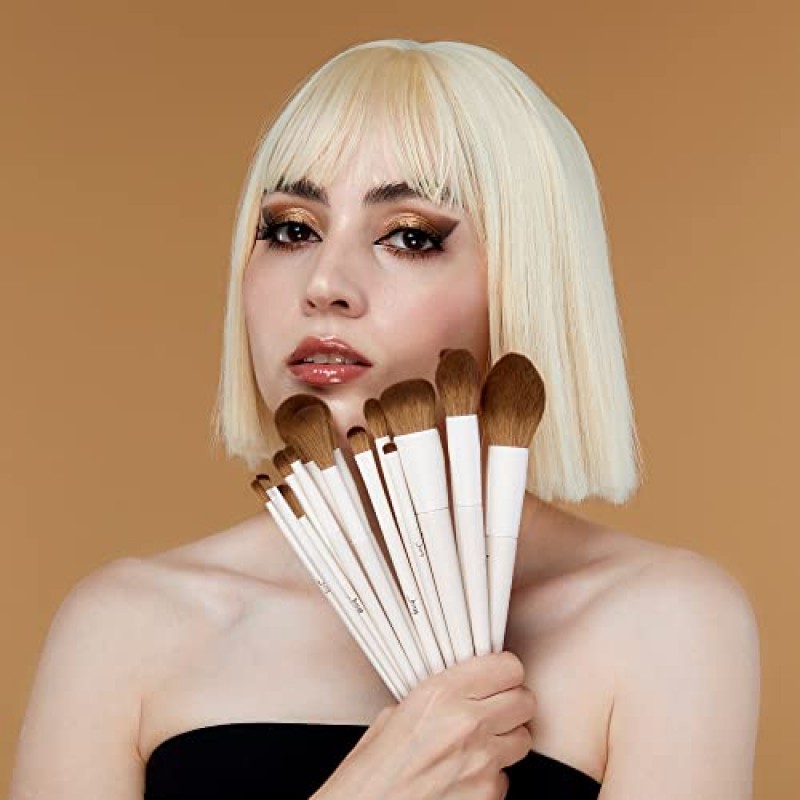 제섭 메이크업 브러쉬 14Pcs 메이크업 브러쉬 세트 프리미엄 합성 파우더 파운데이션 컨투어 블러쉬 컨실러 아이 섀도우 블렌딩 라이너 메이크업 브러쉬 키트 라이트 그레이 T329