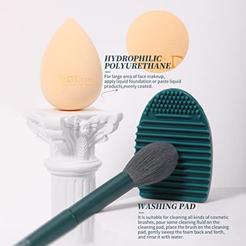 DUcare 메이크업 브러쉬 세트 17 Pcs 브러쉬 청소 매트 및 메이크업 스펀지 전문 페이스 파우더 아이 섀도우 파우더 액체 크림 키트 선물 상자