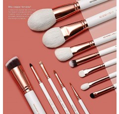 메이크업 브러쉬 12개 전문 화장품 브러쉬,Eigshow 한정판 파운데이션 파우더 컨투어 블러쉬 화장품 아이 브러쉬 세트(럭셔리 화장품 가방 포함)(PRO RoseGold)