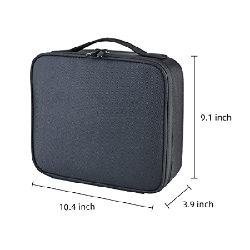 Shretty 메이크업 가방 여행 주최자 화장품 가방 여성용 조절 가능한 분배기가 있는 휴대용 아티스트 보관 가방 화장품 브러쉬 세면용품, 블랙