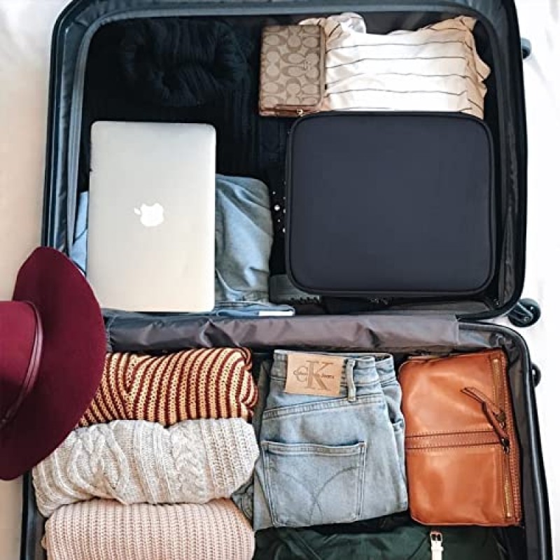 Shretty 메이크업 가방 여행 주최자 화장품 가방 여성용 조절 가능한 분배기가 있는 휴대용 아티스트 보관 가방 화장품 브러쉬 세면용품, 블랙