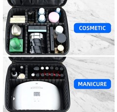 Shretty 메이크업 가방 여행 주최자 화장품 가방 여성용 조절 가능한 분배기가 있는 휴대용 아티스트 보관 가방 화장품 브러쉬 세면용품, 블랙