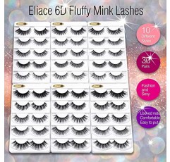 엘리아스 래쉬 30쌍 | 럭셔리 6D 밍크 속눈썹 도매 대량 10가지 스타일 혼합 - 전문 메이크업 가짜 속눈썹 고양이 눈 & 전체 푹신한 가짜 속눈썹 천연 밍크 스트립 속눈썹 팩