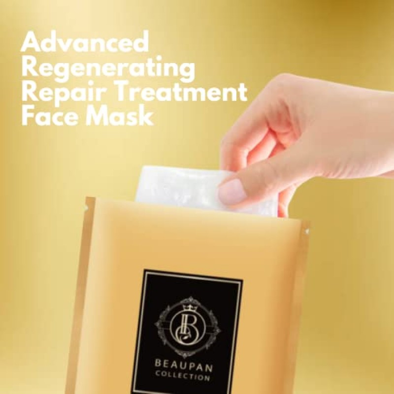 BEAUPAN 여성용 페이셜 마스크 스킨 케어 안티 에이징: 어드밴스드 리쥬베네이트+ 페이스 리페어 페이셜 하이드레이팅 시트 센텔라 아시아티카 여성용 마스크- 8D 히알루론산 페이스 마스크 - 노화 방지, 재생 및 수분 공급 - 5팩