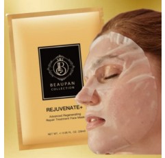 BEAUPAN 여성용 페이셜 마스크 스킨 케어 안티 에이징: 어드밴스드 리쥬베네이트+ 페이스 리페어 페이셜 하이드레이팅 시트 센텔라 아시아티카 여성용 마스크- 8D 히알루론산 페이스 마스크 - 노화 방지, 재생 및 수분 공급 - 5팩