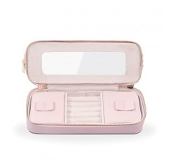 EHJ 프리미엄 뷰티 2-in-1 주얼리 및 메이크업 가방 – 주얼리 홀더가 포함된 실용적인 여행 세면도구 가방 – 여성용 탑 세면도구 가방이 포함된 주얼리 정리함 여행 케이스 – 부드러운 PU 가죽 –9.5 x 6 x 3.5인치