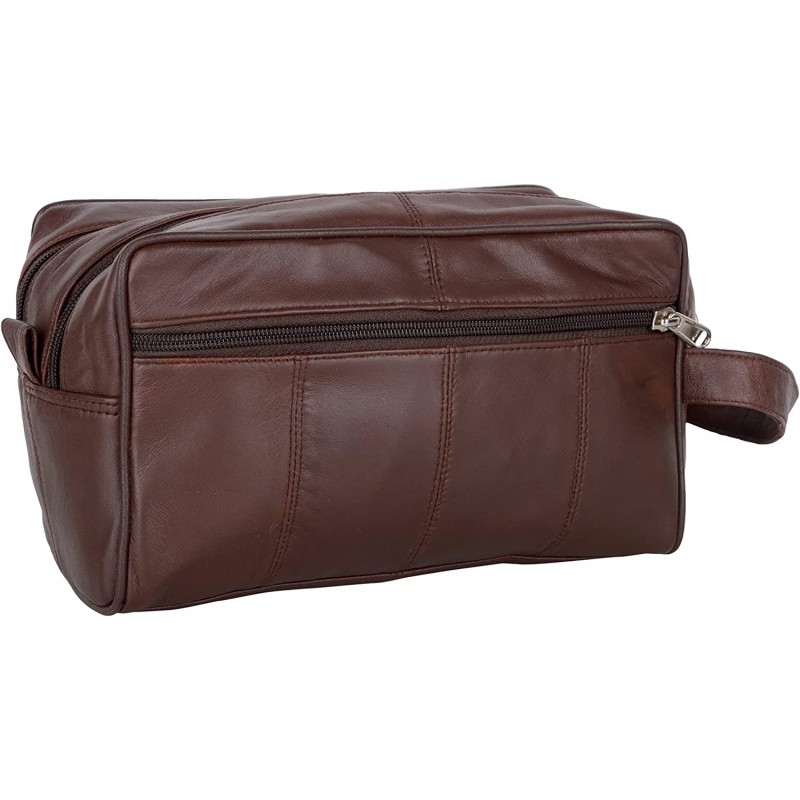 리버티 가죽 - 정품 양 나파 가죽 남녀공용 럭셔리 세면도구 여행 가방 | 남성과 여성을 위한 여러 칸막이가 있는 욕실 정리함 | 여행용 Dopp Kit용 휴대용 화장품 케이스