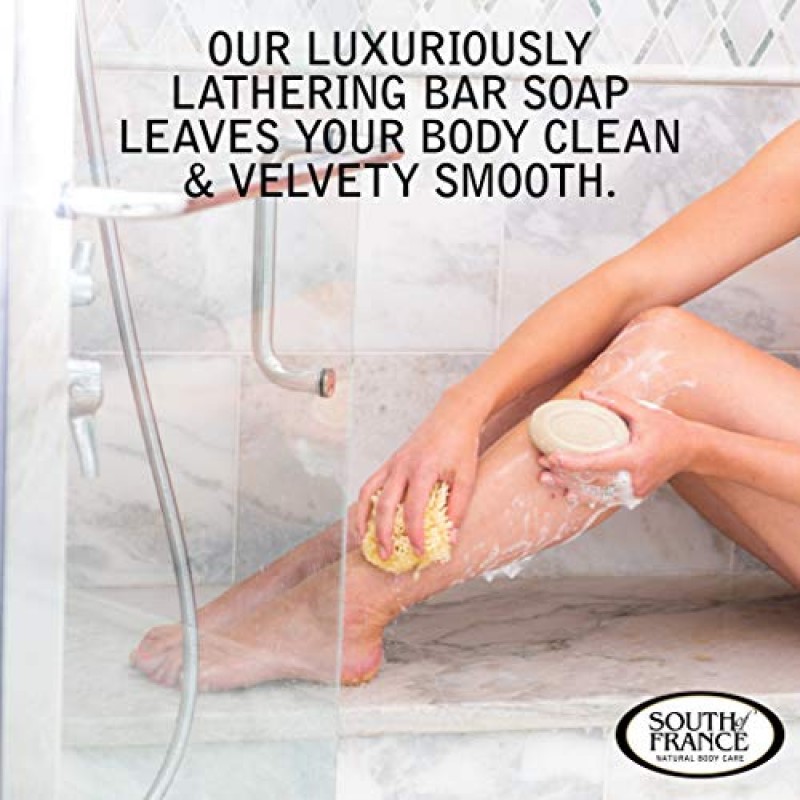 Lush Gardenia Clean Bar Soap by South of France 클린 바디 케어 | 유기농 시어 버터 + 에센셜 오일이 함유된 삼중 가공 프랑스 비누 | 비건, Non-GMO 바디 비누 | 6온스 바 – 4팩