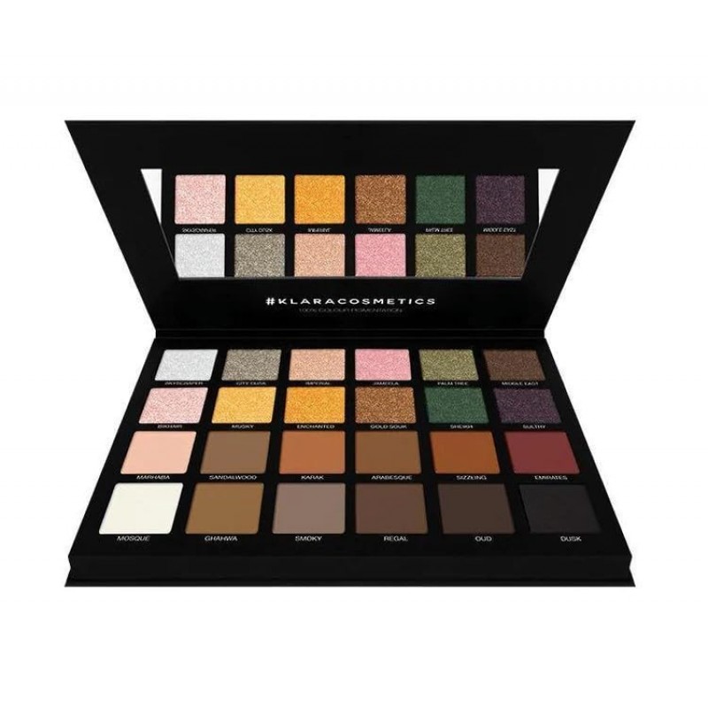 클라라 코스메틱스 24 아이섀도우 팔레트 - 페스티브 럭셔리 바이브런트 볼드 풀 컬러 피그먼트 롱 라스팅 매트 쉬머 아이 섀도우 팔레트 (아부다비)
