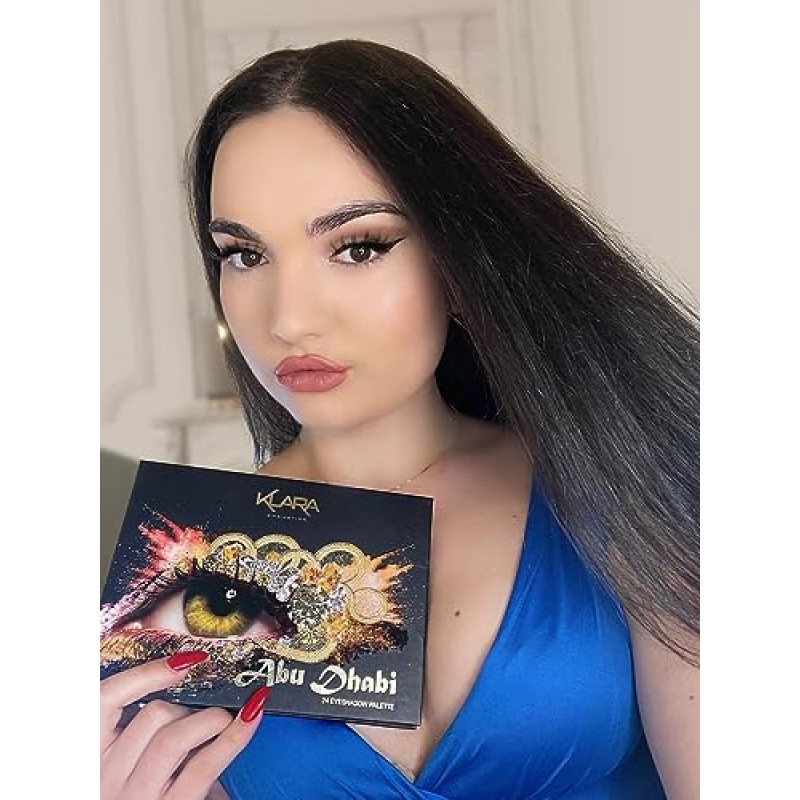 클라라 코스메틱스 24 아이섀도우 팔레트 - 페스티브 럭셔리 바이브런트 볼드 풀 컬러 피그먼트 롱 라스팅 매트 쉬머 아이 섀도우 팔레트 (아부다비)