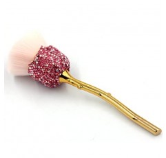 베스트블링 블링 라인스톤 로즈 모양의 파우더 메이크업 브러쉬, 메이크업 적용을 위한 부드러운 강모가 있는 럭셔리 파운데이션 브러쉬(핑크)