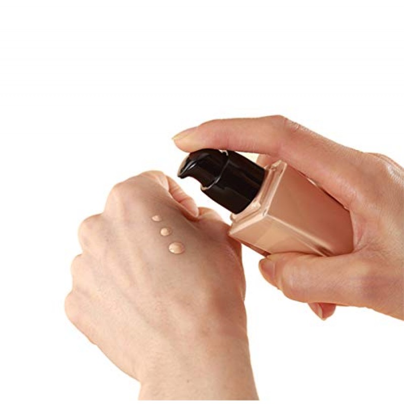 USRommaner 4 팩, 1 oz/30ml 무광택 유리 에센스 로션 펌프 병, 빈 사각형 화장품 용기 여행용 리퀴드 파운데이션베이스 디스펜서 약병, 압력 펌프, 황금 뚜껑