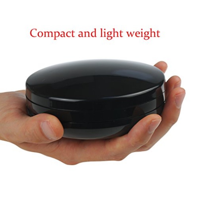 VrHere MirriM LED 조명 여행용 메이크업 확대경, 10x 및 1x 확대, 고급 양면 및 접이식 포켓 화장대/화장 거울(검은색)