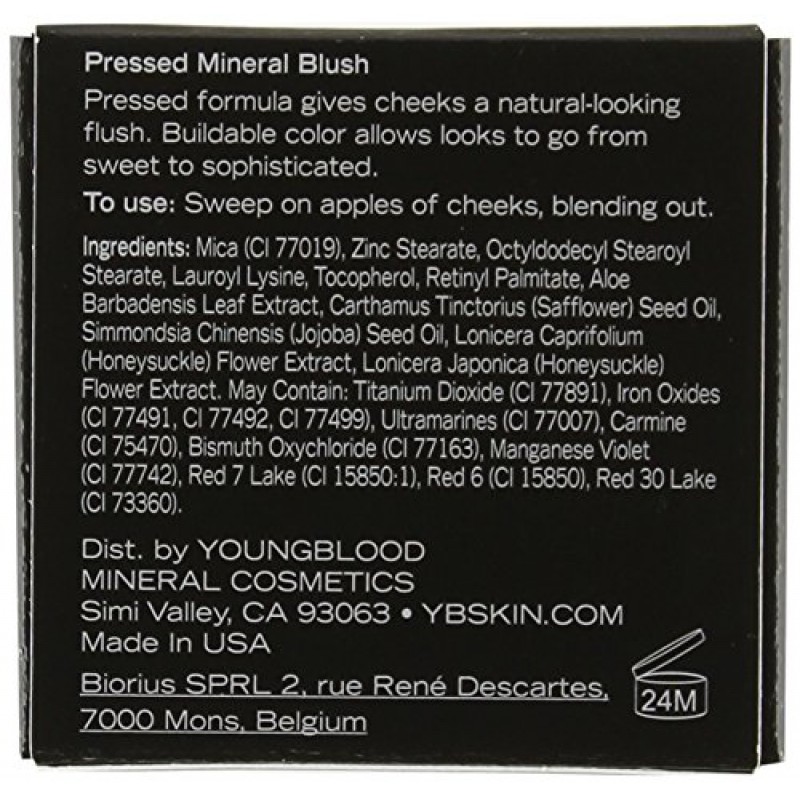 영블러드 클린 럭셔리 코스메틱 프레스드 미네랄 블러쉬, Bashful | 파우더 치크 컴팩트 핑크 미네랄 스킨 브러쉬 내추럴 매트 글로우 로즈 피치 안색 민감성 | 동물실험 없음, 파라벤 없음