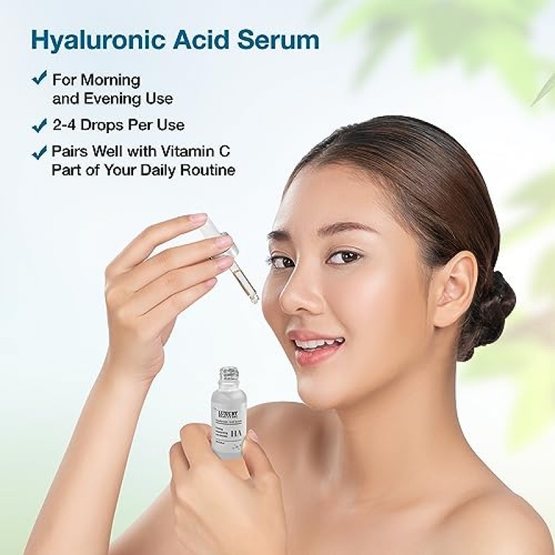 Luxury Beauty Inc 히알루론산 안티 에이징 페이스 세럼 모이스처라이저 - 다크 스팟 교정, 검버섯 복구 및 깊은 수분 공급을 위한 퍼밍, 강화, 주름 방지 스킨 케어.
