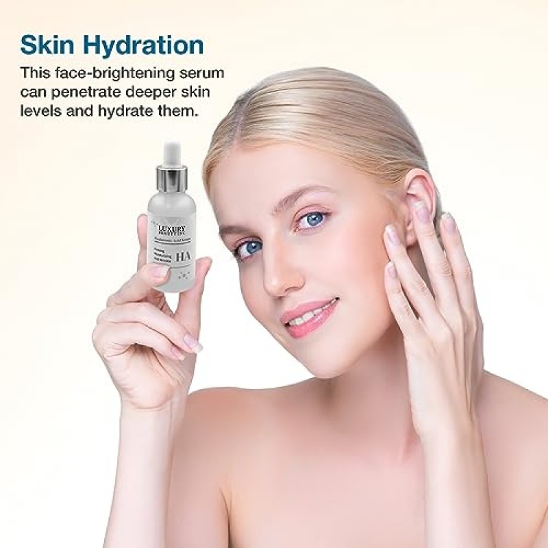 Luxury Beauty Inc 히알루론산 안티 에이징 페이스 세럼 모이스처라이저 - 다크 스팟 교정, 검버섯 복구 및 깊은 수분 공급을 위한 퍼밍, 강화, 주름 방지 스킨 케어.