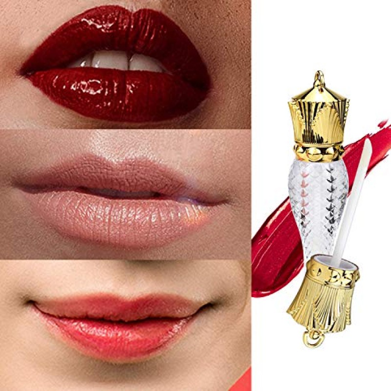 Healthcom 10 Pcs 5ml 인어 플라스틱 립글로스 튜브 유리병 크라운 지팡이가 있는 빈 리필 가능 립글레이즈 튜브 DIY 립스틱 튜브 여행 립글로스 병 여자 메이크업, 믹스 컬러를 위한 화장품 용기