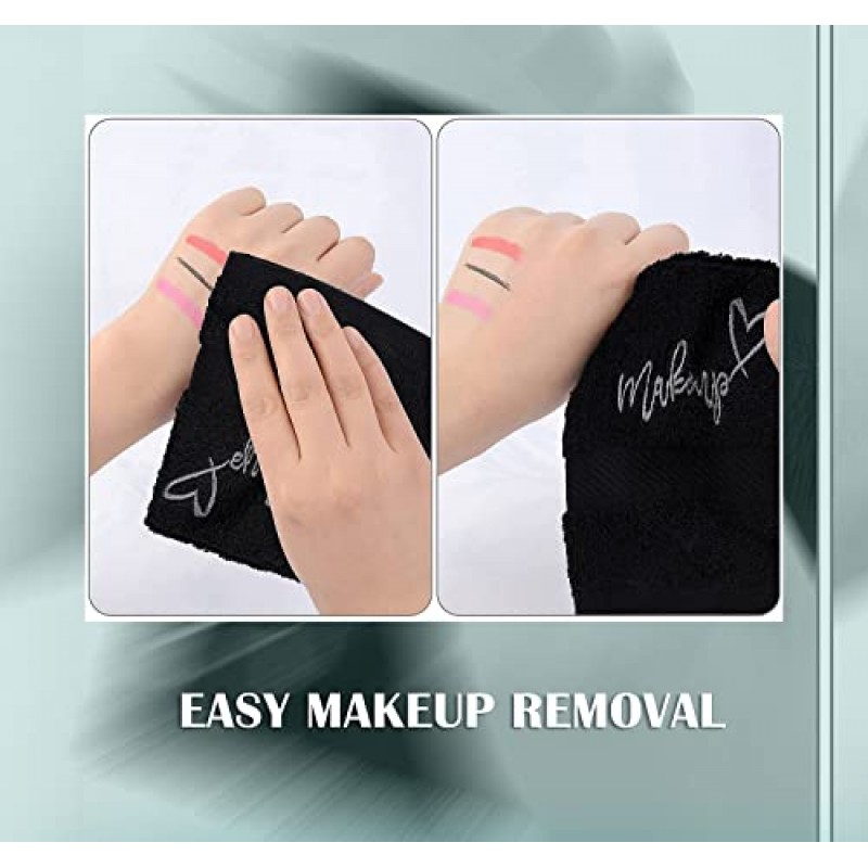 Zuperia 메이크업 리무버 워시 천 - 100% 면 부드럽고 속건성 손끝 페이스 타올 수건, 12 x 12인치. (6팩, 블랙)