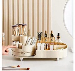 2023 새로운 회전식 메이크업 정리함, 대용량 화장품 디스플레이 케이스, 모든 메이크업 제품을 쉽게 보관할 수 있음, 최소 20개의 메이크업 브러쉬/아이라이너, 10개의 립스틱, 8개의 스킨케어 제품