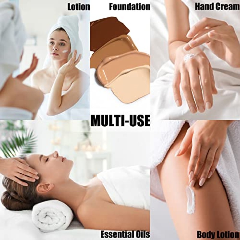 Lil Ray 1온스 리필형 에어리스 펌프병, 빈 여행용 로션 용기, 리퀴드 파운데이션용 플라스틱 화장품 디스펜서, 로션, 에센셜 오일, 샴푸(12개, 라이트 골드)