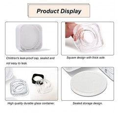 100개 7g/7ml 뚜껑이 있는 미니 정사각형 투명 농축 용기, 2023 BPA 프리, 작고 두꺼운 바닥 화장품 샘플 유리 빈 용기, 메이크업, 페인트, 립밤, 크림, 화장품, 연고용(1-흰색)