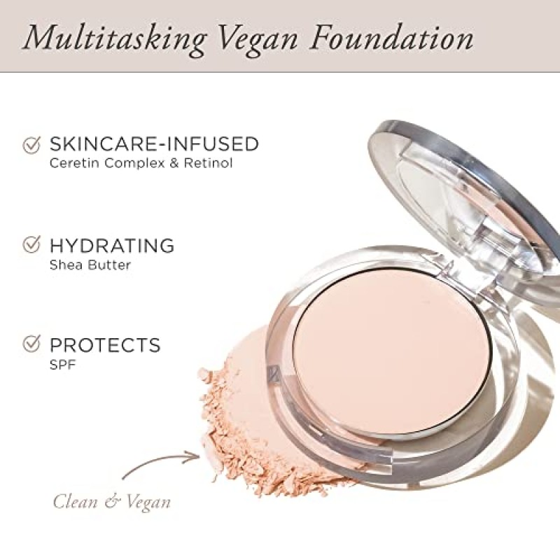 PÜR 4-in-1 프레스드 미네랄 메이크업 SPF 15 파우더 파운데이션(컨실러 및 피니싱 파우더 포함) - 미디엄부터 풀 커버리지 파운데이션 - 미네랄 기반 파우더 - 잔인하지 않은 비건 친화적인 제품