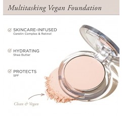 PÜR 4-in-1 프레스드 미네랄 메이크업 SPF 15 파우더 파운데이션(컨실러 및 피니싱 파우더 포함) - 미디엄부터 풀 커버리지 파운데이션 - 미네랄 기반 파우더 - 잔인하지 않은 비건 친화적인 제품