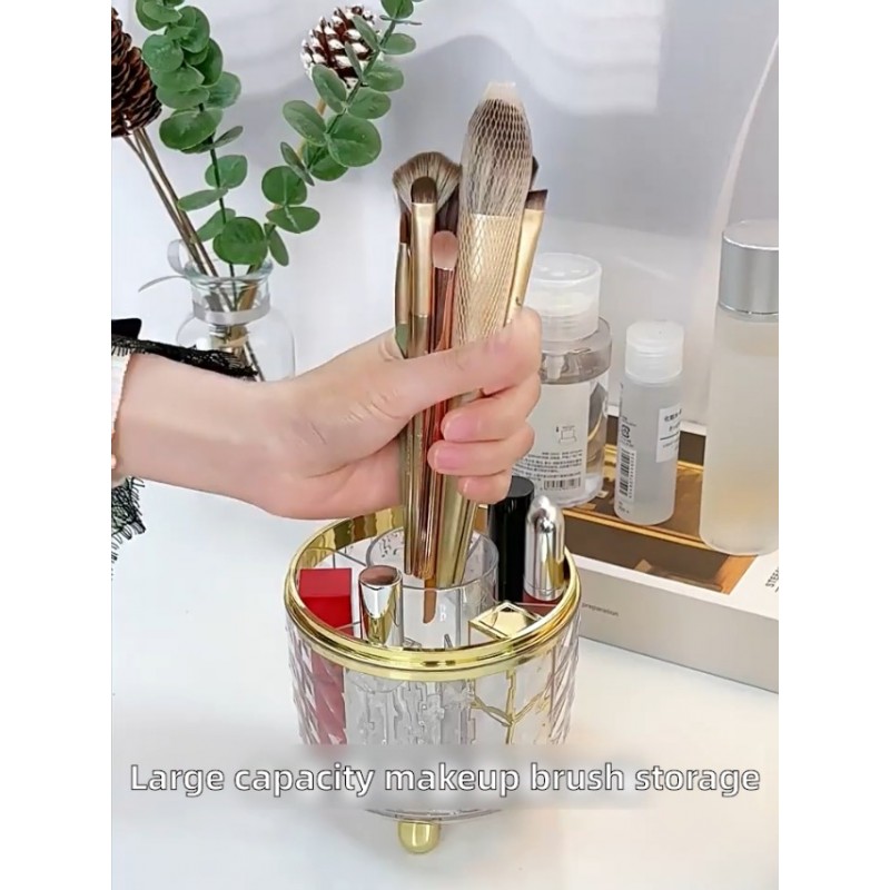 브러시 홀더가 있는 메이크업 정리함, 서랍이 있는 화장품 진열 케이스, 화장품 정리함 보관함(흰색)