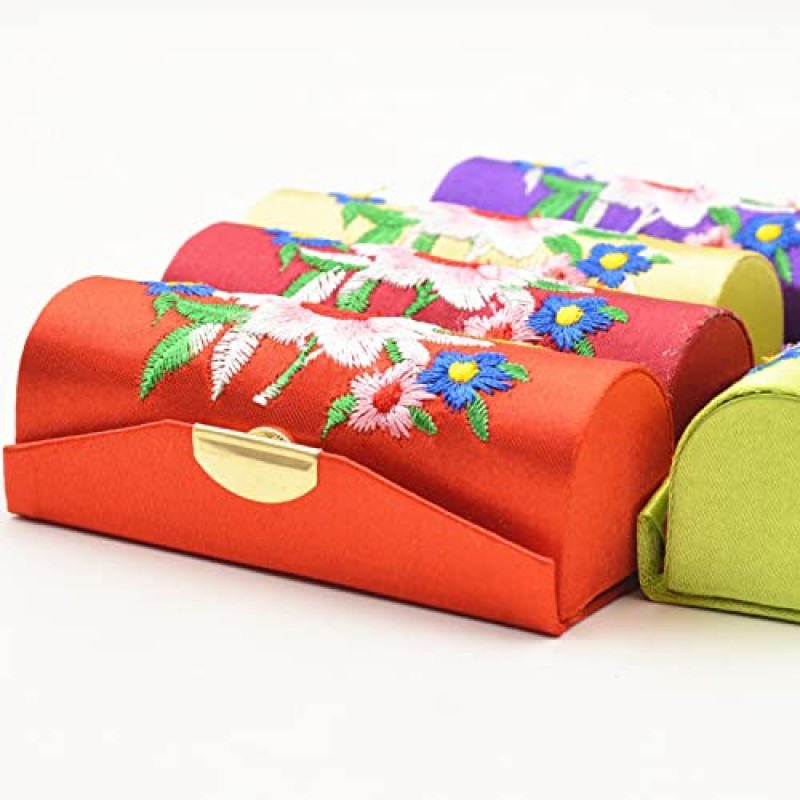 MIAO JIN 12PCS 거울이 달린 립스틱 케이스 립스틱 케이스 보관 케이스 미니 휴대용 자수 쥬얼리 케이스 화장품 케이스 (임의의 색상)