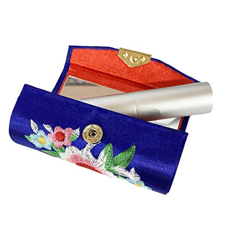 MIAO JIN 12PCS 거울이 달린 립스틱 케이스 립스틱 케이스 보관 케이스 미니 휴대용 자수 쥬얼리 케이스 화장품 케이스 (임의의 색상)