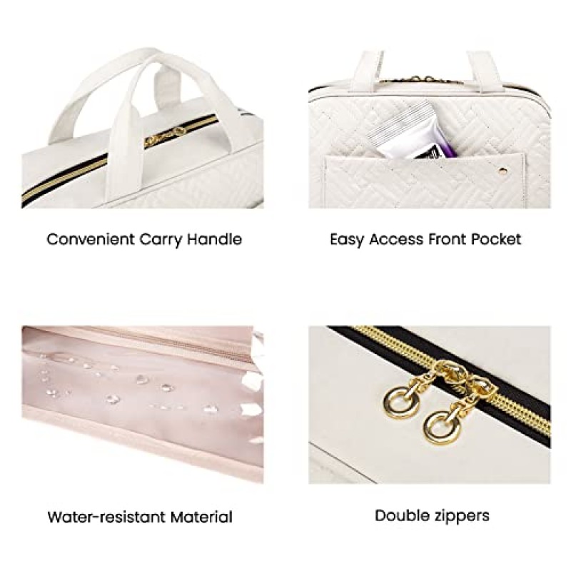 BAGSMART 세면도구 가방 걸이형 후크가 있는 여행용 가방, 방수 메이크업 화장품 가방 액세서리, 샴푸, 풀사이즈 컨테이너, 세면용품을 위한 여행 주최자