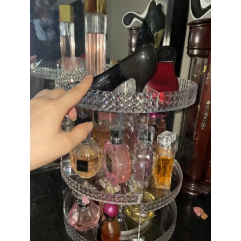 Awenia 메이크업 정리함 360도 회전, 조절 가능한 메이크업 보관함, 7겹 대용량 화장품 보관함, 다양한 종류의 화장품 및 액세서리에 적합, 플러스 사이즈(아크릴 투명)