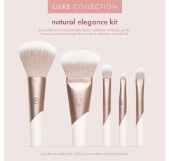 EcoTools Luxe Natural Elegance 프로페셔널 페이스 메이크업 & 파운데이션 브러쉬 세트, 페이스, 치크, 아이 메이크업용 프리미엄 브러쉬 키트, 합성 메이크업 브러쉬, 비건 & 동물 실험을 하지 않은, 5피스 세트
