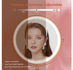 조명 화장 거울, 8인치 충전식 양면 확대 거울, 3가지 색상, 1x/10x 360° 회전 터치 스크린 화장 거울, 밝기 조절 가능한 배율 화장품 조명 거울