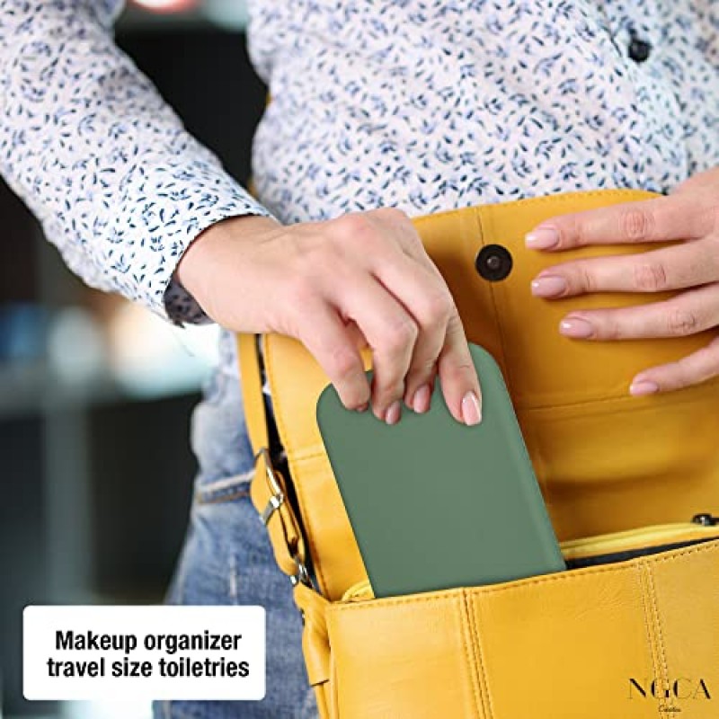 NGCA Creates, 메이크업 브러쉬용 메이크업 브러쉬 홀더, 세척 가능한 실리콘, 메이크업 가방, 메이크업 가방 소형, 메이크업 브러쉬 가방