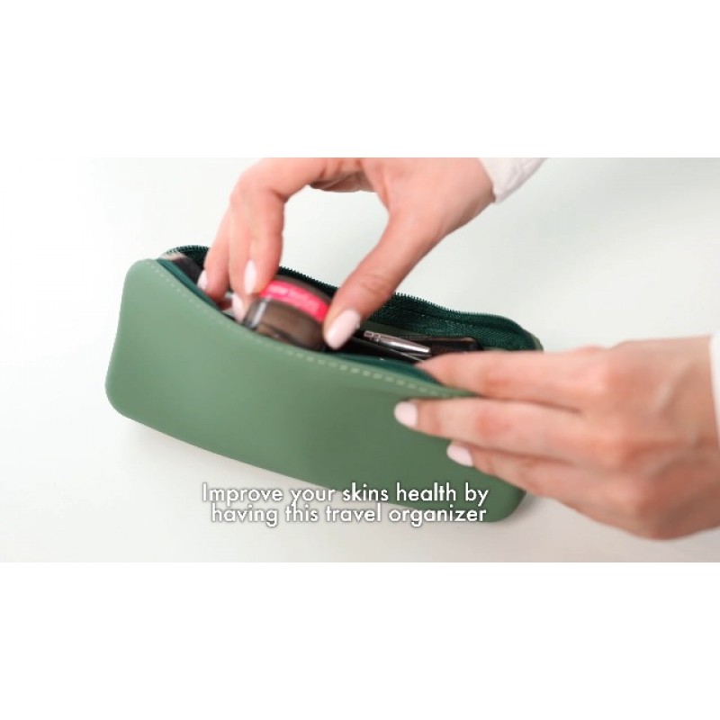 NGCA Creates, 메이크업 브러쉬용 메이크업 브러쉬 홀더, 세척 가능한 실리콘, 메이크업 가방, 메이크업 가방 소형, 메이크업 브러쉬 가방