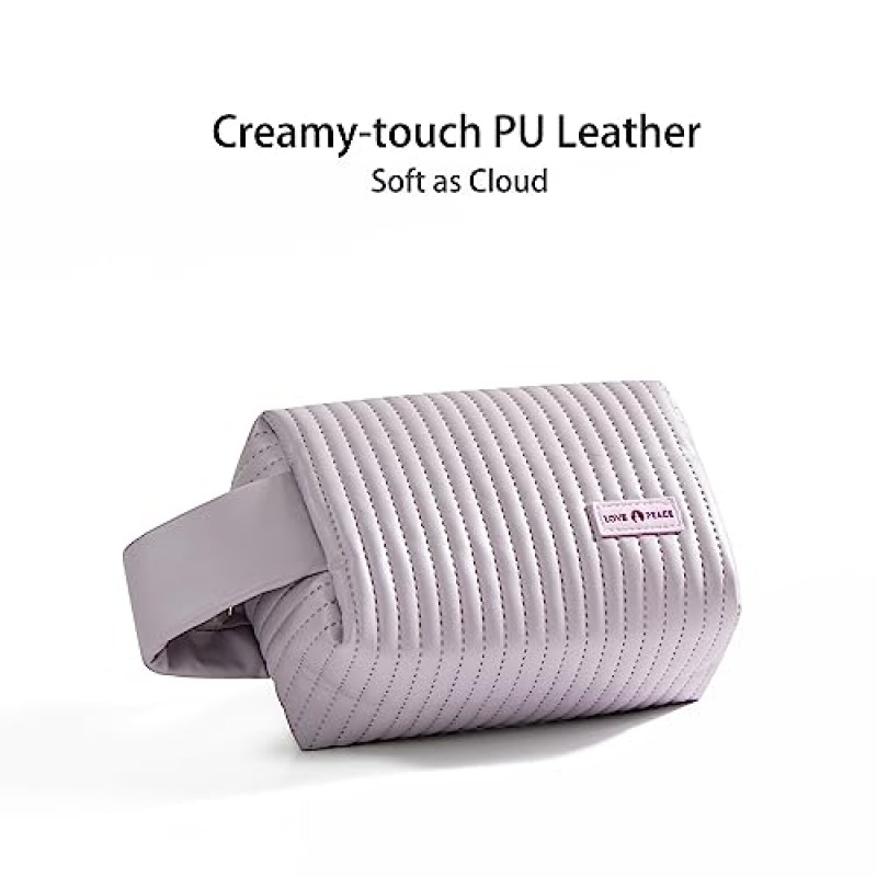 MIRASON 메이크업 가방 3개 세트 여성용 귀여운 화장품 여행 가방 주최자 파우치 세트 PU 가죽 방수 세면용품 가방 3개 세트, 라이트 퍼플