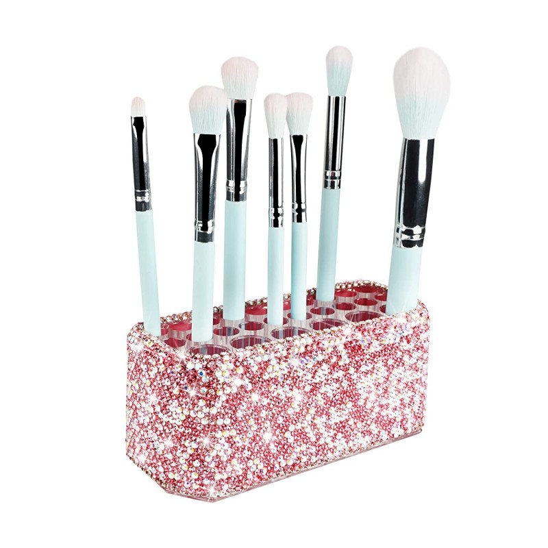 KEYPOWER 메이크업 뷰티 브러쉬 슬림 핸들용 크리스탈 럭셔리 정리함 블링 | 26공간 화장품 보관 디스플레이 용기 (AB컬러) (순수수제)