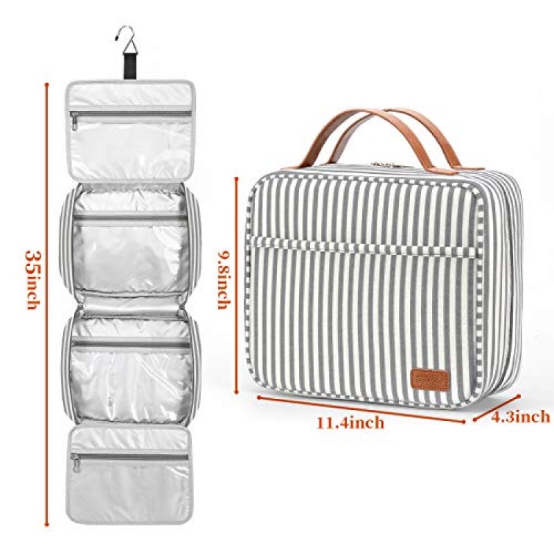 Bosidu 교수형 여행 세면 용품 가방, 4 개의 구획 및 1 개의 견고한 후크가있는 여성용 대용량 화장품 여행 세면 용품 주최자, 여행/매일 사용/크리스마스에 적합