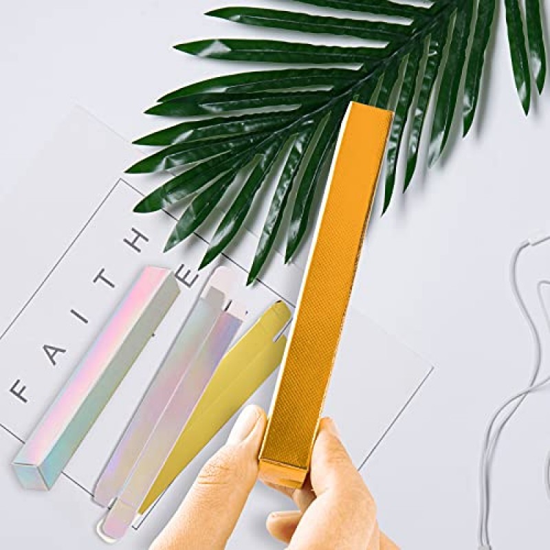 VIDELLY 100 조각 빈 립글로스 포장 상자 접이식 골드 홀로그램 아이 라이너 상자 트위스트 펜 포장 상자 큐티클 오일 펜 포장 DIY 메이크업 샘플 럭셔리 홀더 포장 보관, 2 색