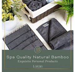 LORAN 럭셔리 대나무 비스코스 페이셜 워시클로스 - 부드러운 천 6개 세트 - 스파 같은 모양과 느낌 - 피부 클렌징의 편안함을 위한 고급스럽고 부드러운 대나무 비스코스 페이스 크로스 - 10인치 x 10인치 워시클로스 - 차콜