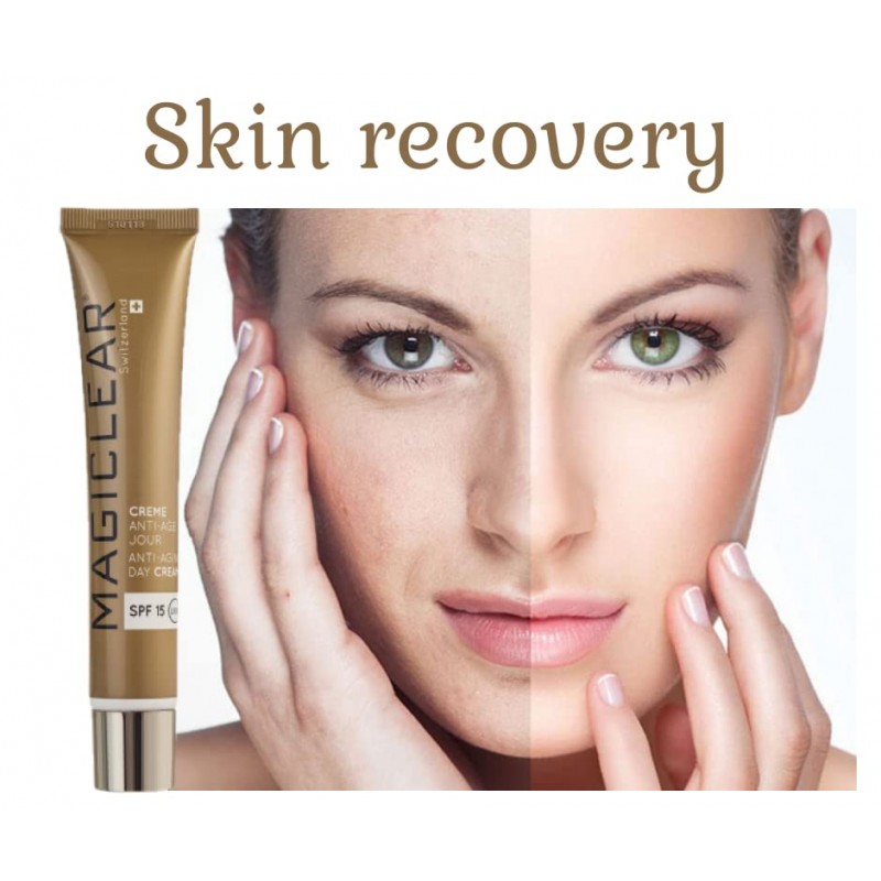 MAGICLEAR 럭셔리 스킨 케어 안티 에이징 데이 크림 SPF 15, 히알루론산, 비타민 C, E가 함유된 데일리 페이스 모이스처라이저, 나이아신아미드 함유 스위스 브랜드 1.76온스